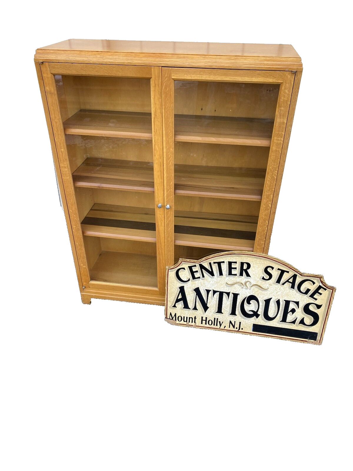 66237 Solid Oak Bookcase Curio Cabinet