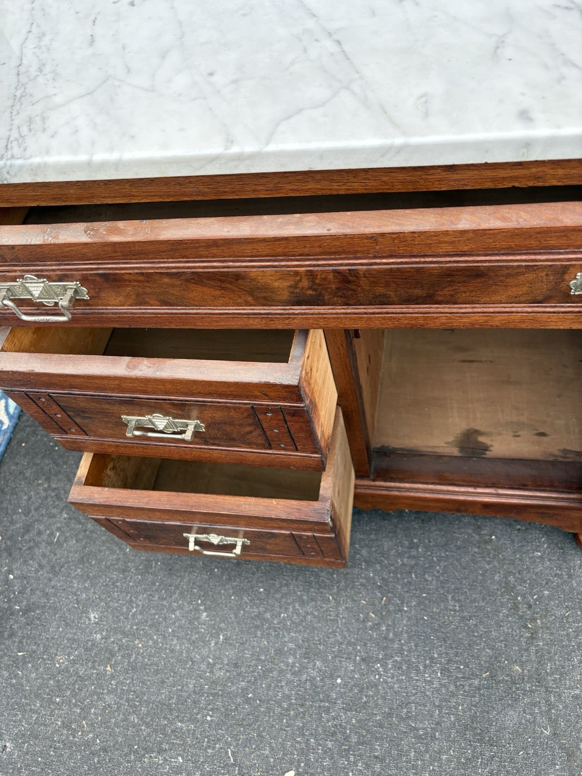 65728 Antique Victorian Bedroom Set Full Size Bed Dresser w/ Mirror + Washstand