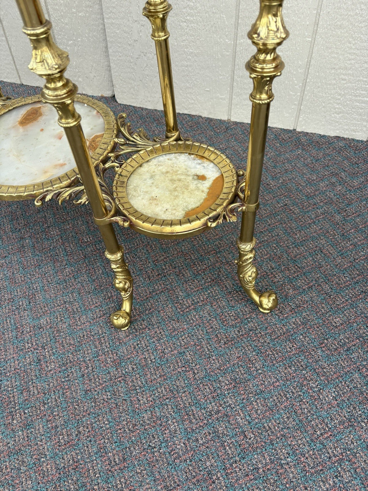 67147 Antique Victorian Brass and marble Etergie Display Cabinet Curio