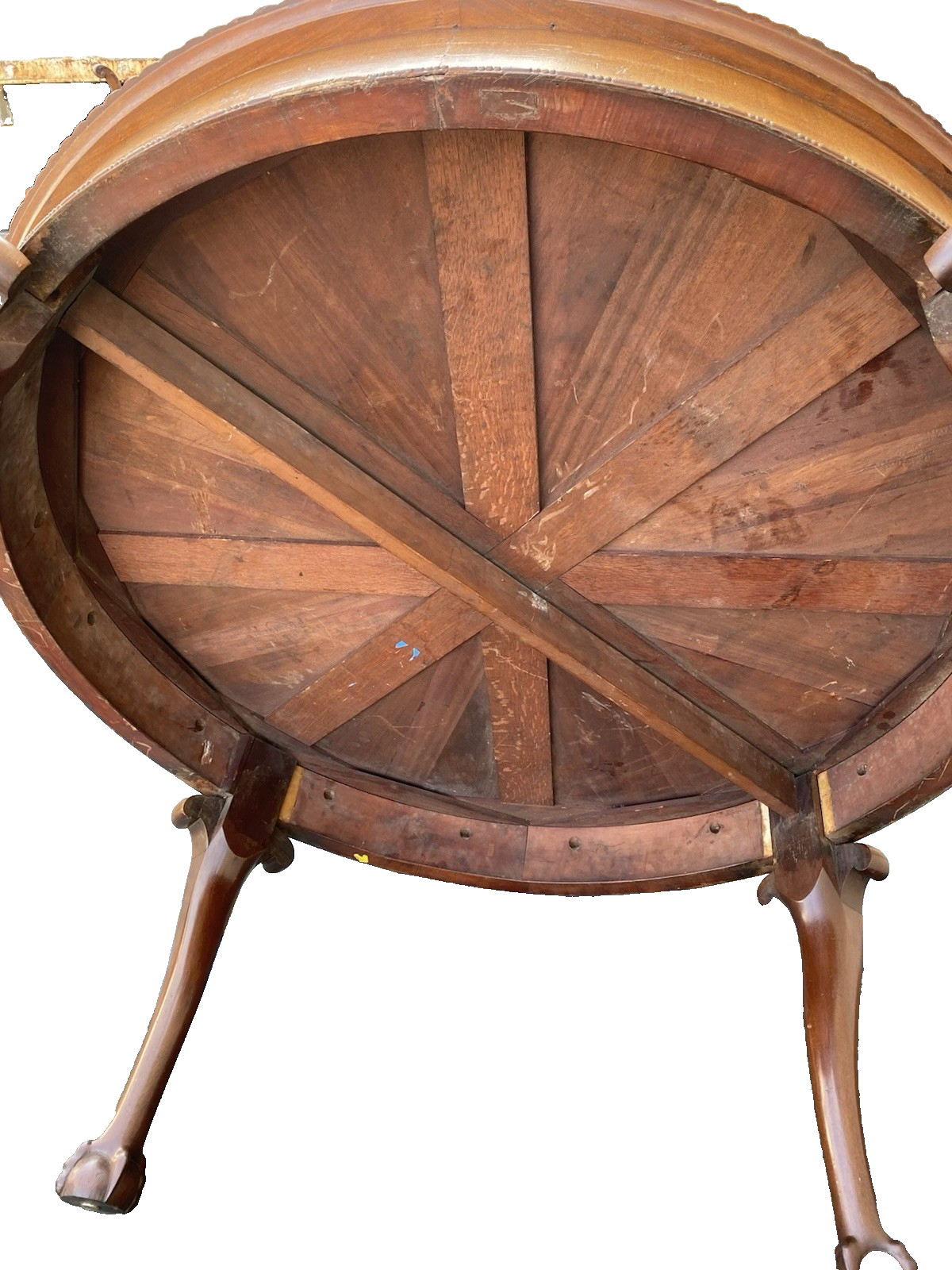 66354 Mahogany Leather Top Claw Foot Dining Table