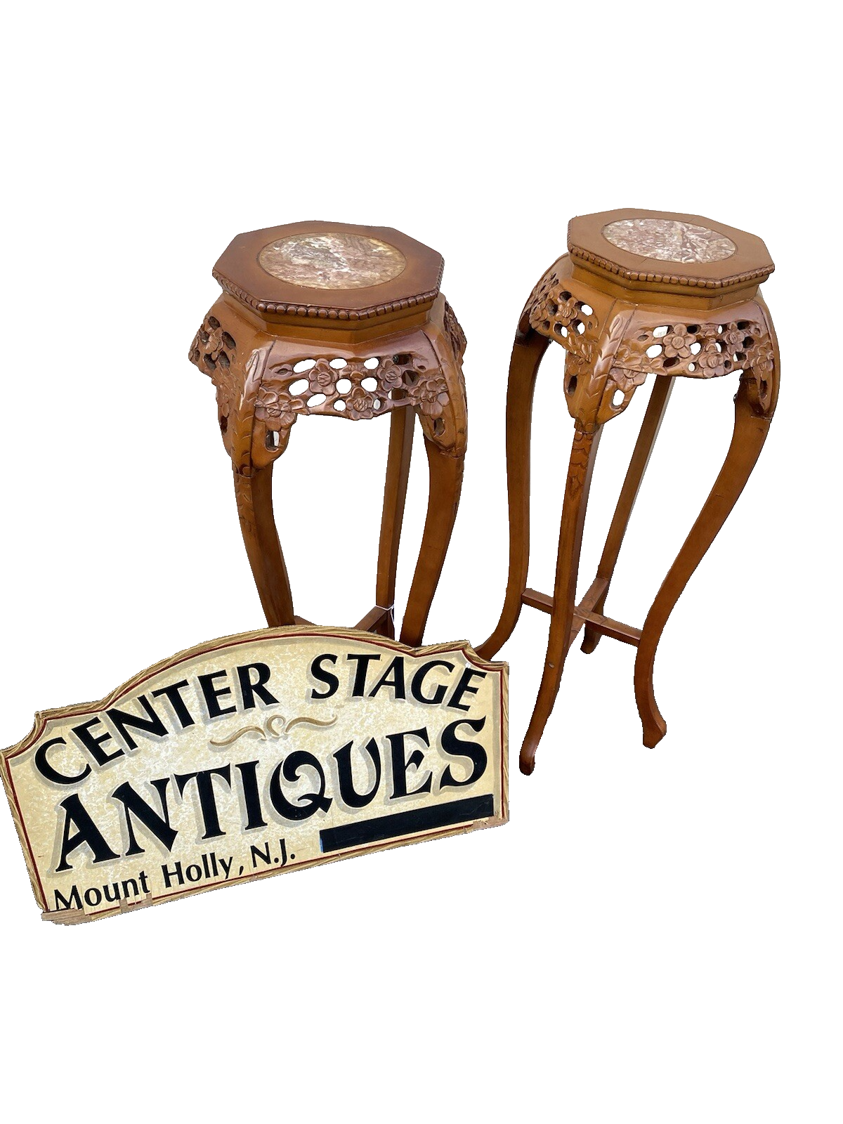 65413 PAIR Oriental Plant Pedastal Stand s Table s