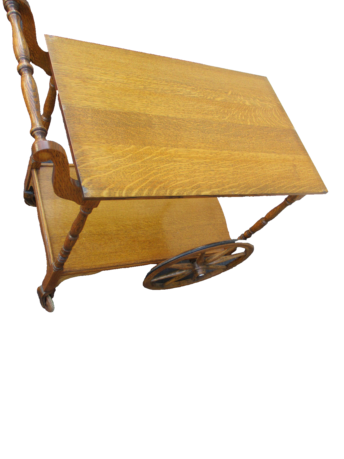 63826 Antique Oak Tea Cart Bar Cart Server w / Removable Tray