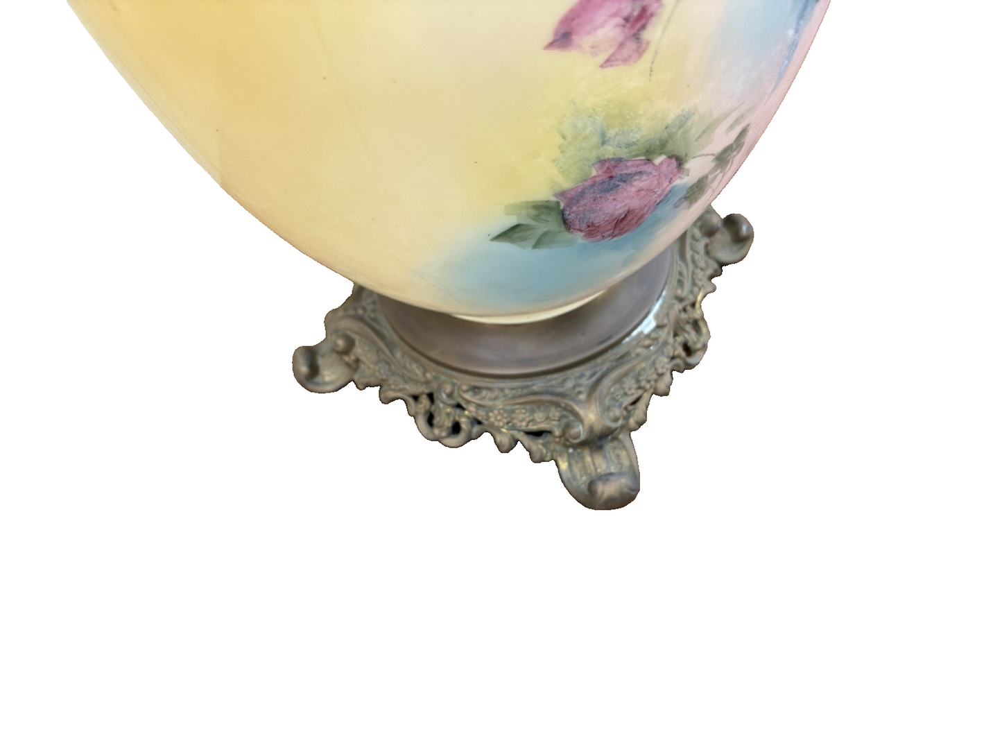 66593    Antique Victorian Gone With The Wind Electrified Oil Lamp