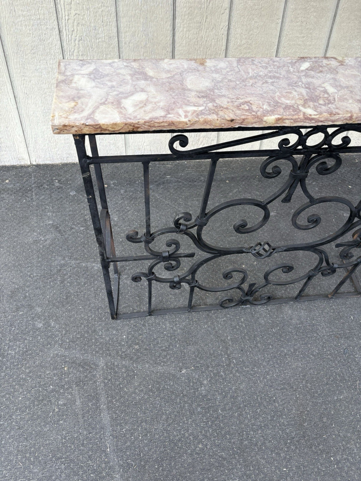 66802   Wrought Iron marble Top Console Table Stand