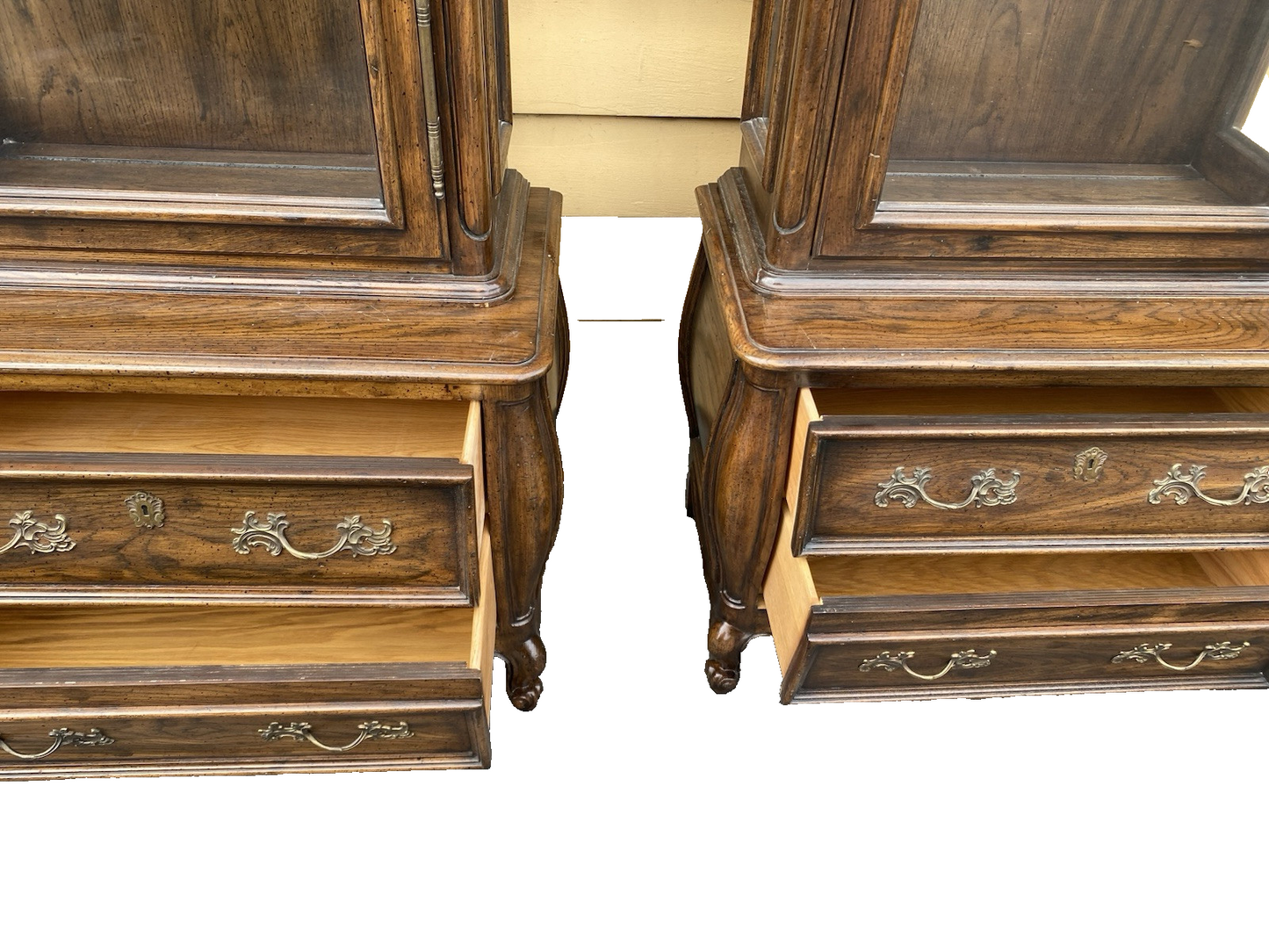 66426 PAIR JOHN STUART Furniture Oak Curio China  Cabinet s
