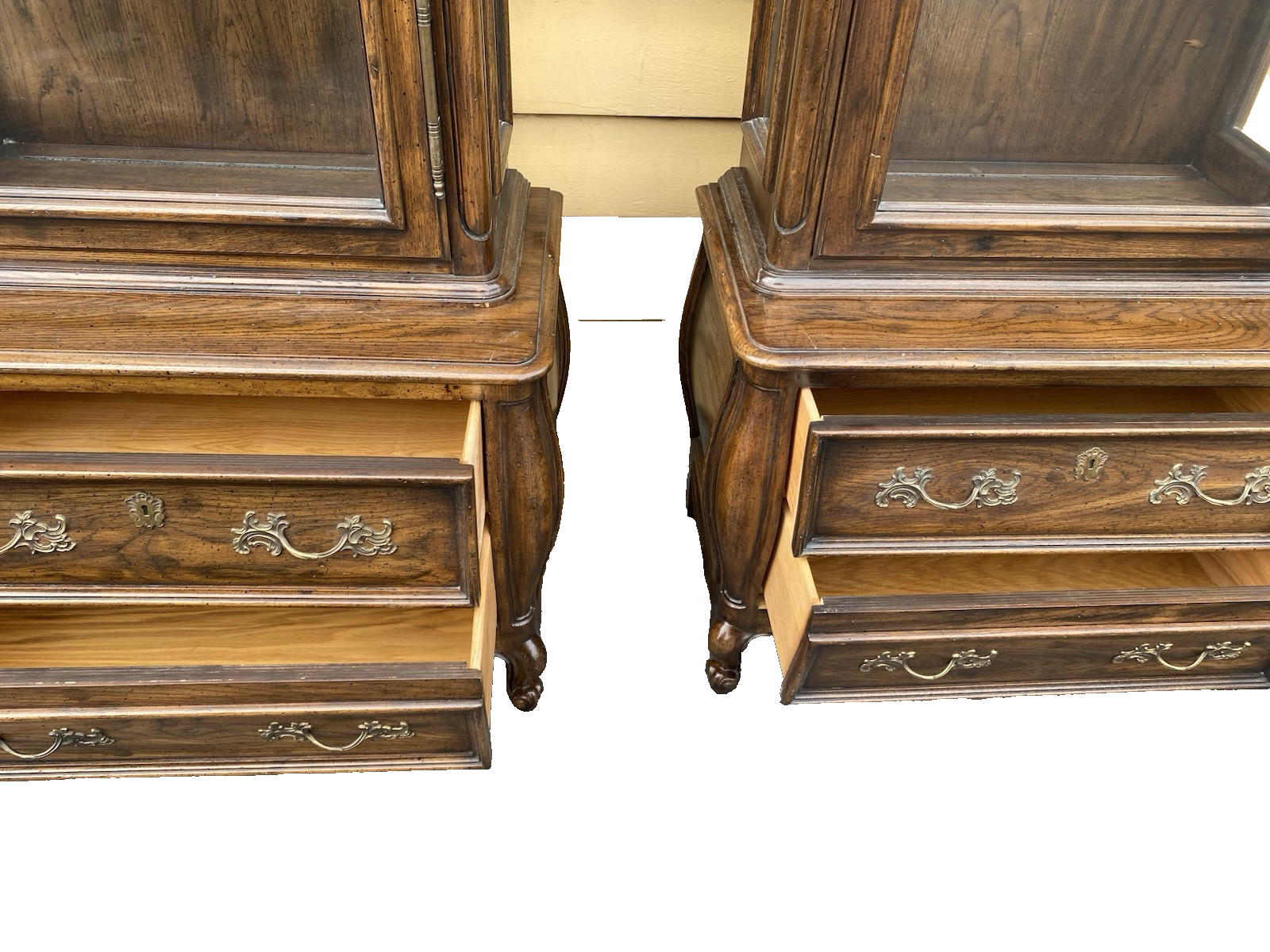 66426 PAIR JOHN STUART Furniture Oak Curio China  Cabinet s