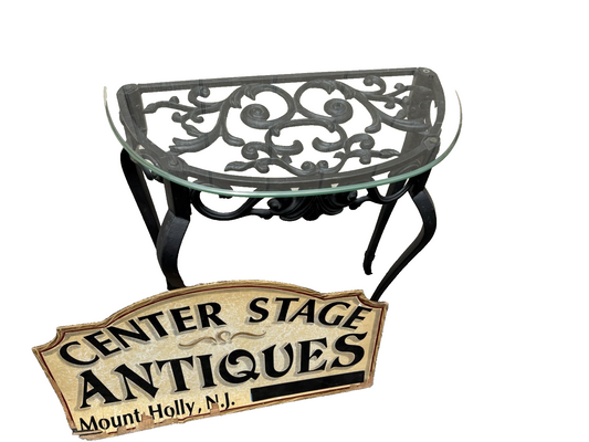 66790 Glass Top Iron Console Hall Table Stand