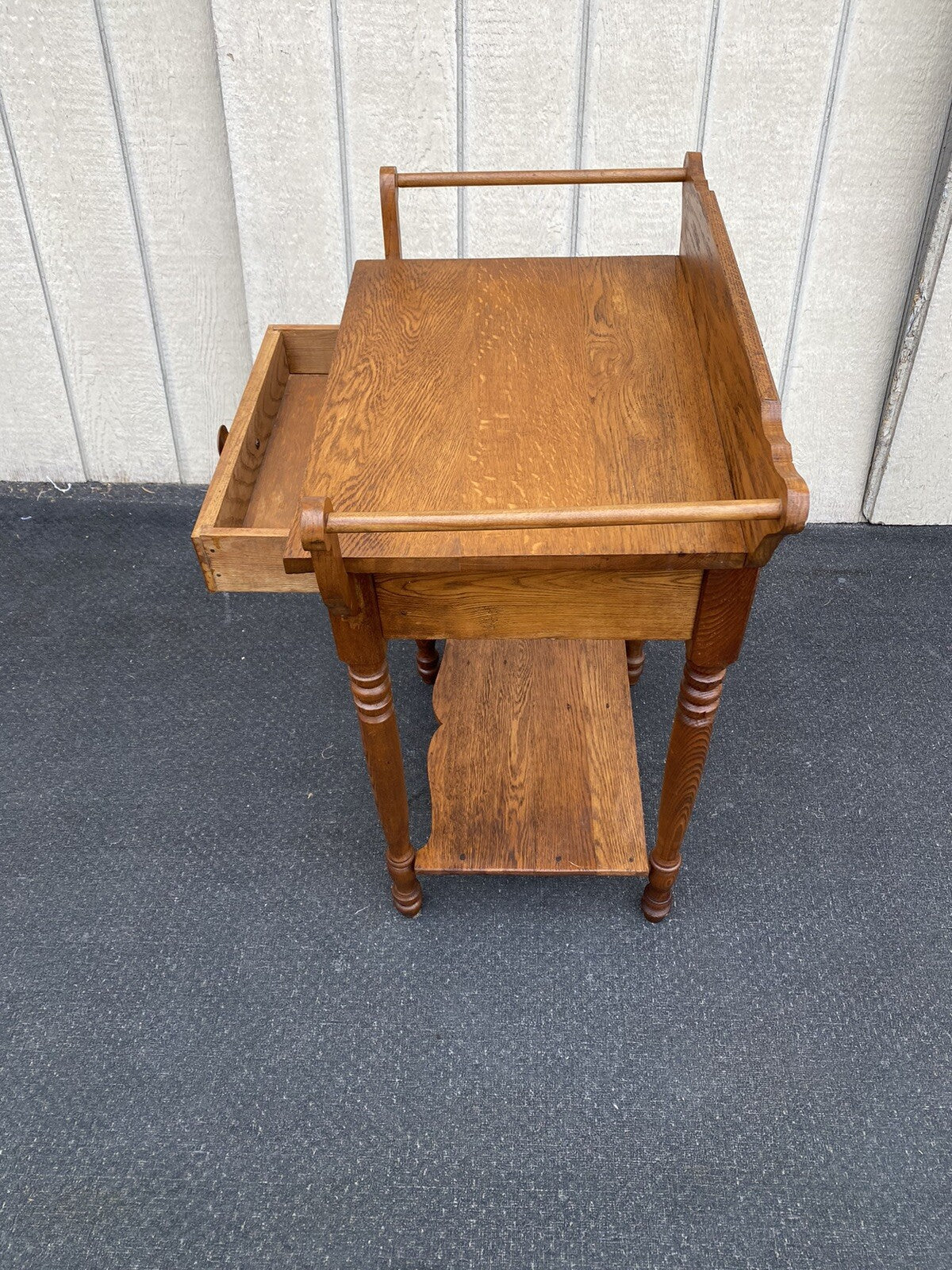 66326 Antique Oak Nightstand End Table Stand