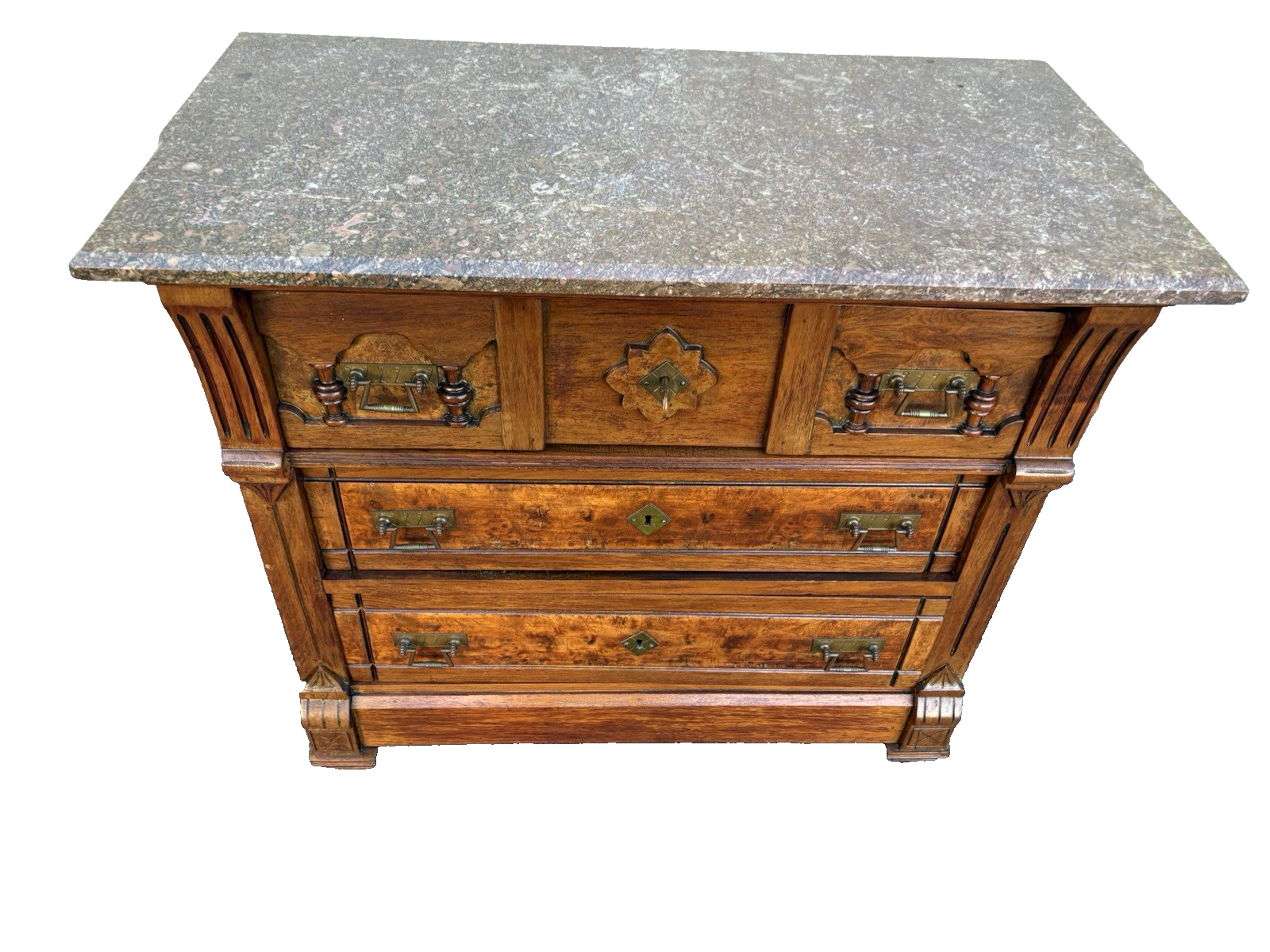 67115 Antique Victorian Walnut Washstand Dresser Chest