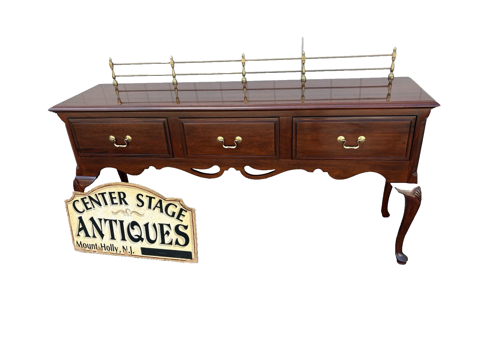 66972   Davis Furniture Buffet Sideboard Server Cabinet with Brass Gallery