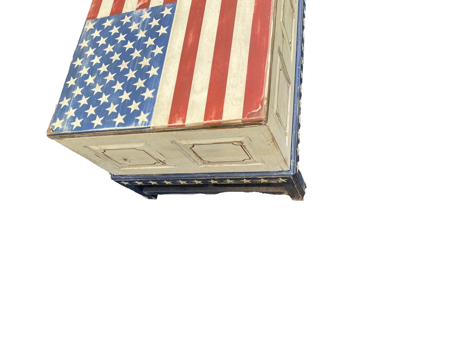 65174  Rustic  Primative Coffee Table with  STORAGE  Americana Flag Design