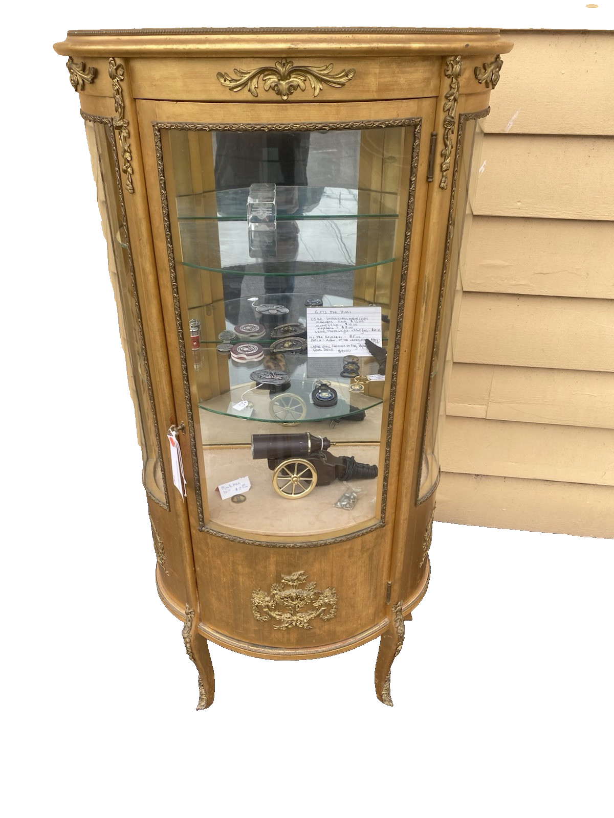 62863 Gold Decorator Bow Glass Curio  China Cabinet