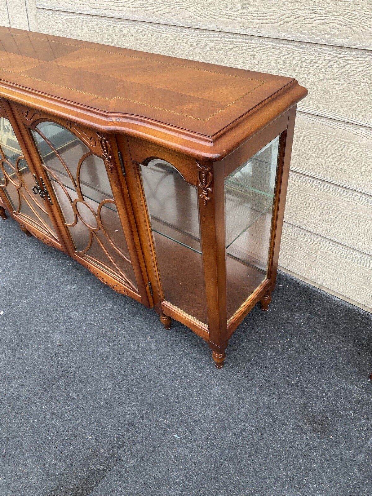 64779 Inlaid Cherry Curio Console Sideboard