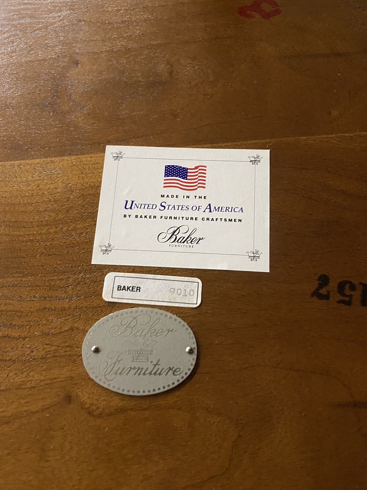 66208 BAKER Furniture Marble Top Lamp Table w/ Bird Carvings