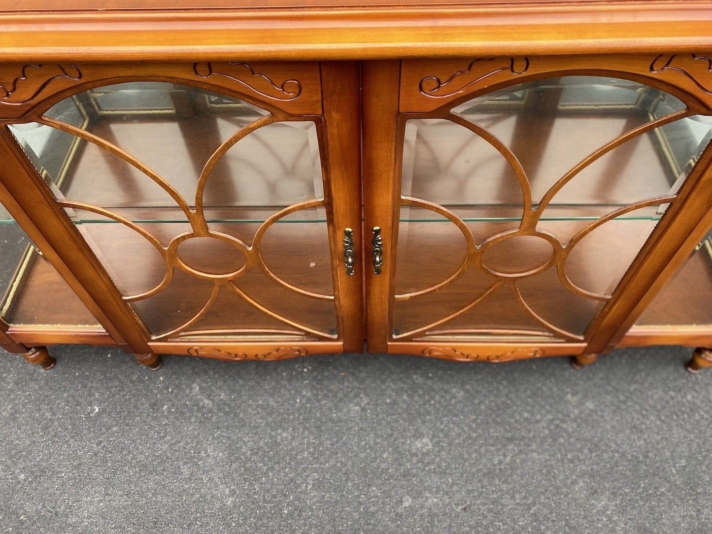 64779 Inlaid Cherry Curio Console Sideboard