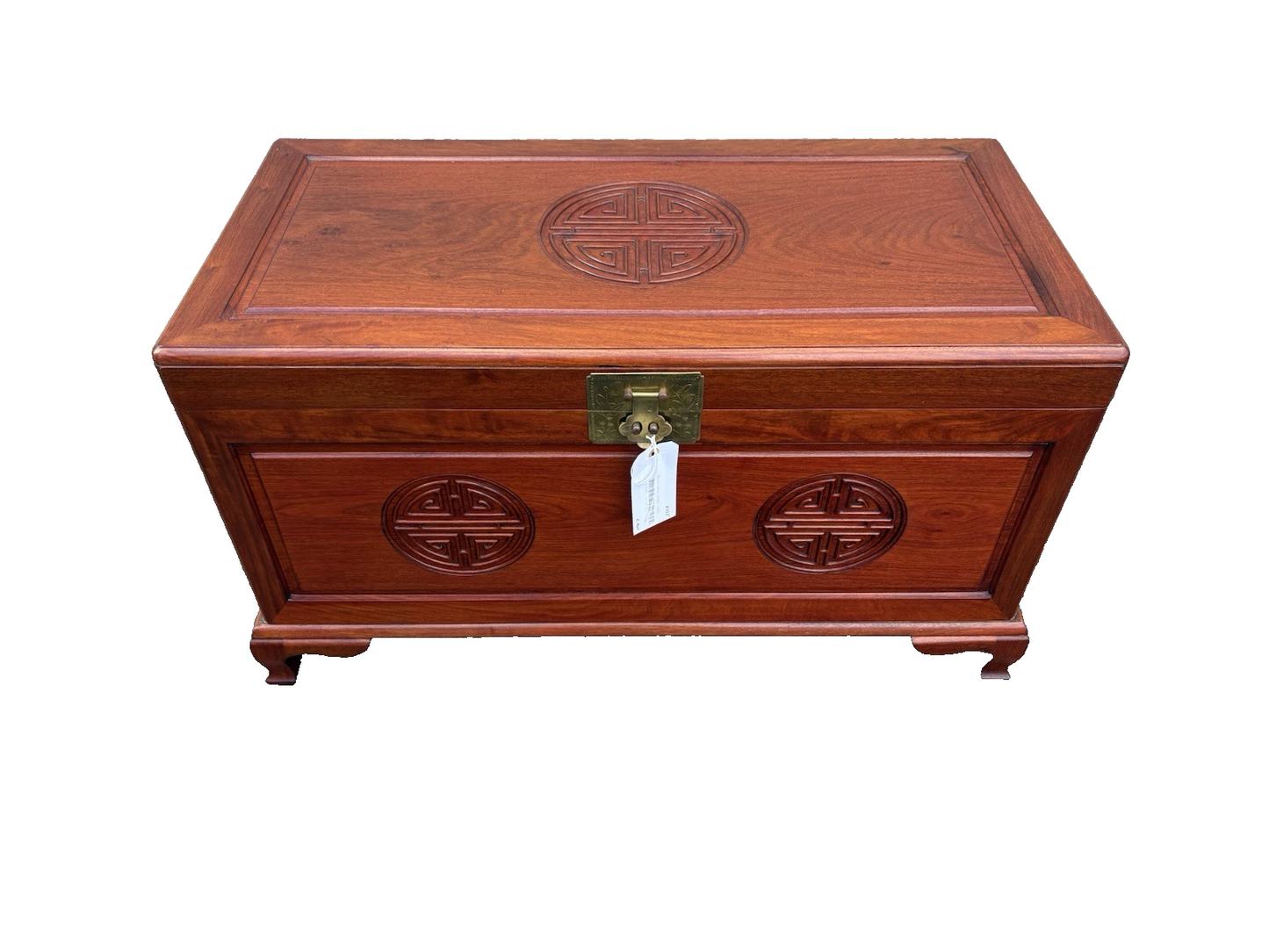 67075 Mahogany Oriental Blanket Chest With Sliding Tray