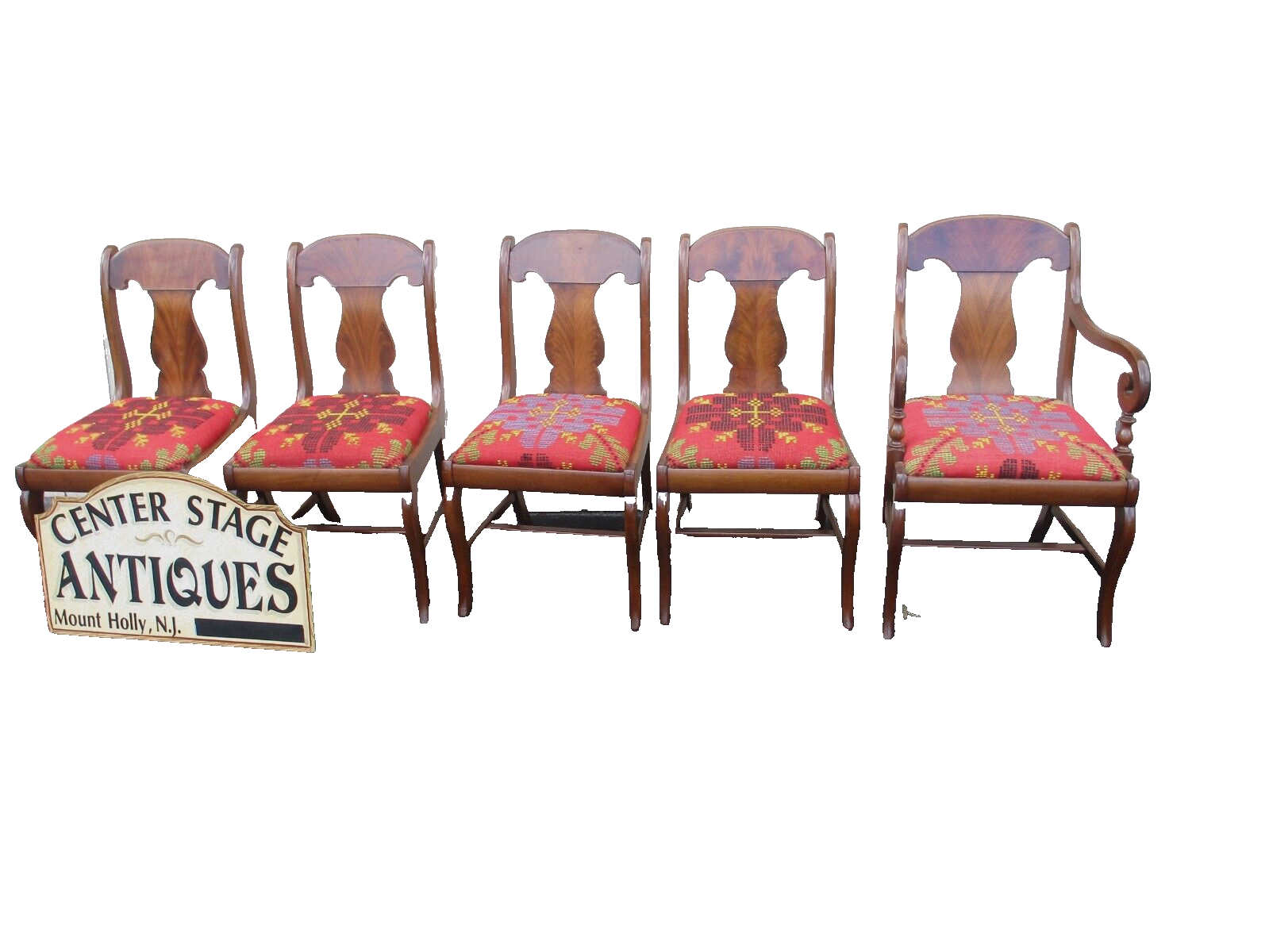 64103  Set 5 Antique Mahogany Dining Chairs Chair s
