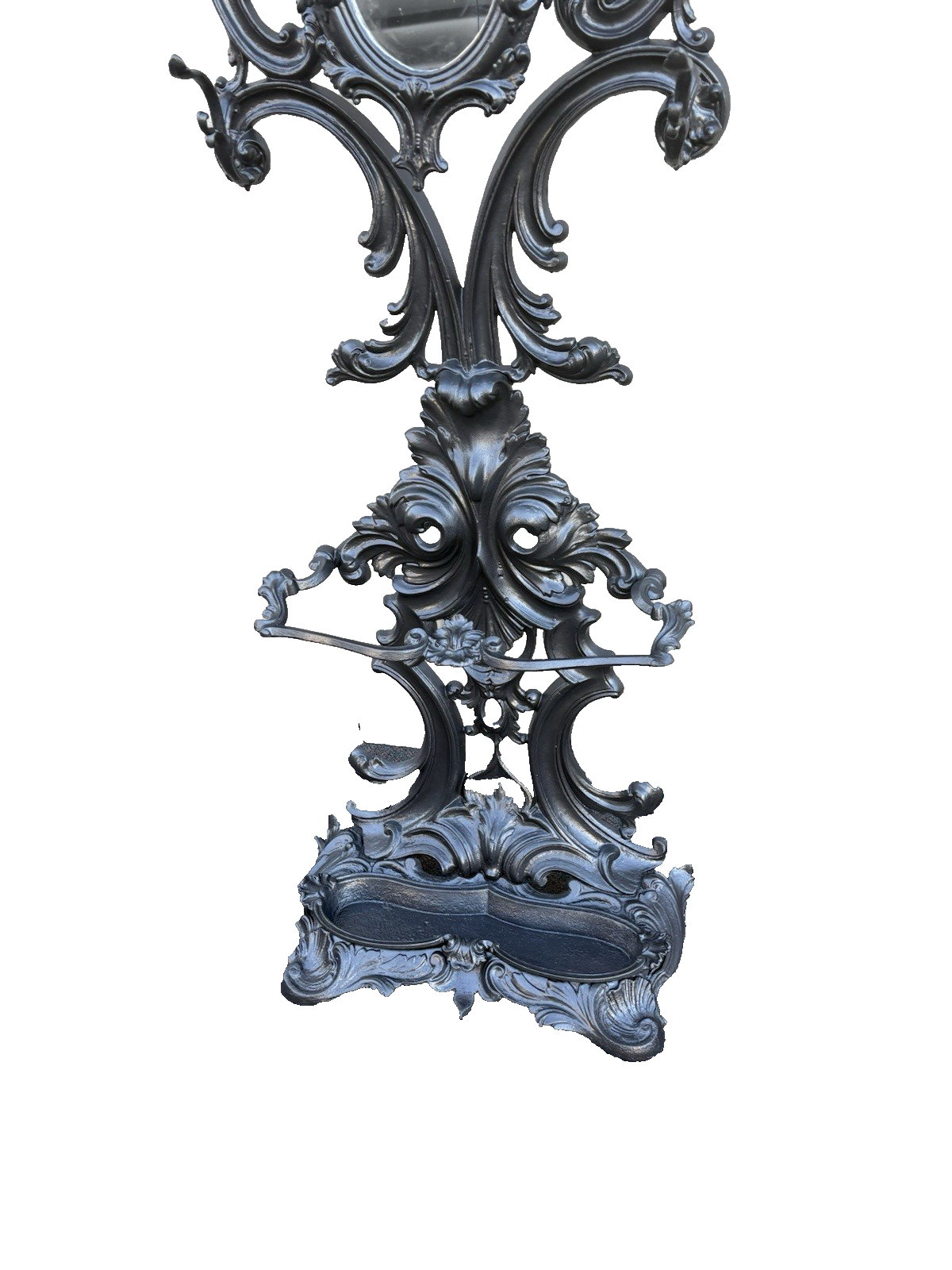 67150 Antique Victorian Cast iron Hat Rall With Mirror and Umbrella holders