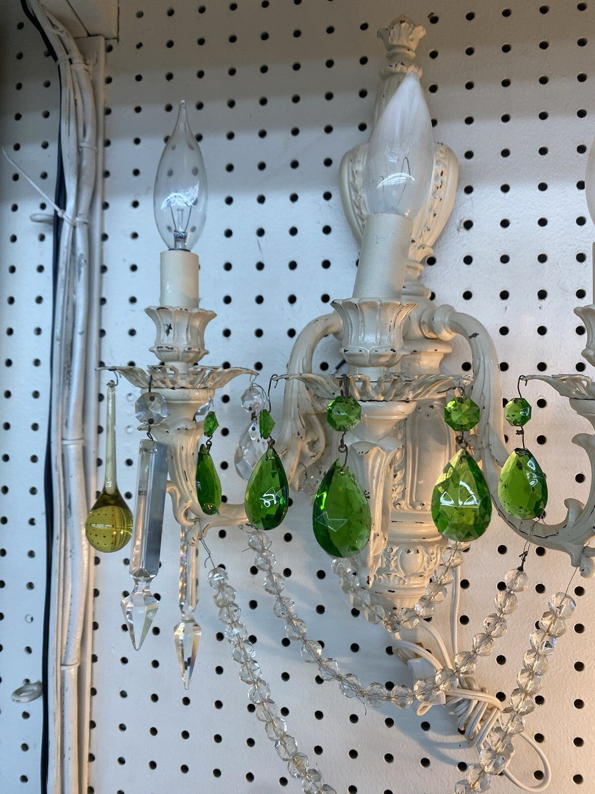 65885 Pair Decorator Wall Sconces Lights w/ Prisms