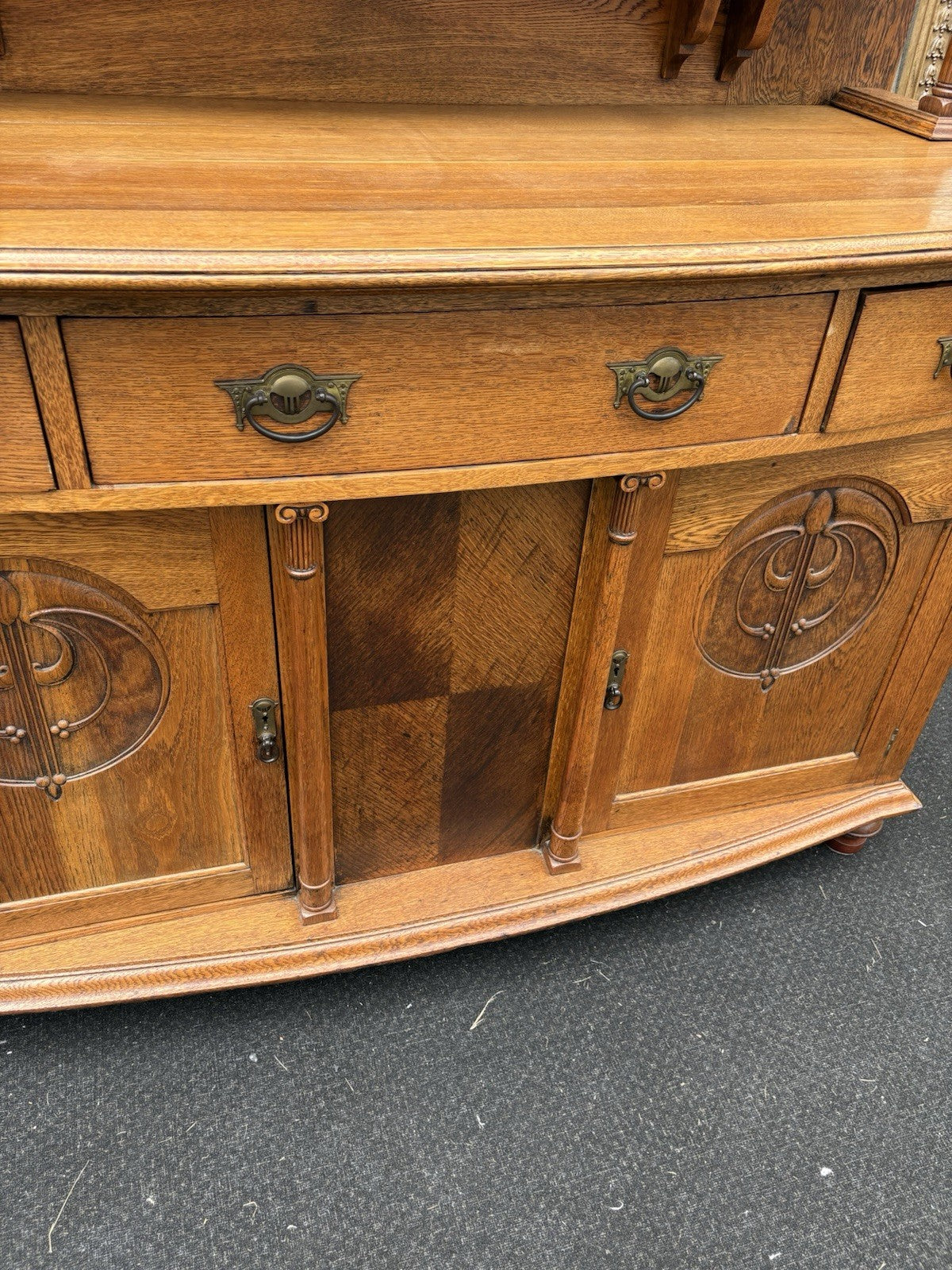 66739  Antique Victorian Oak Buffet Sideboard with Mirror