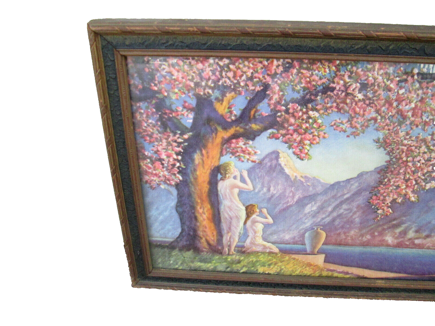 39728  Antique Reynard Print in Fancy Deco Picture Frame