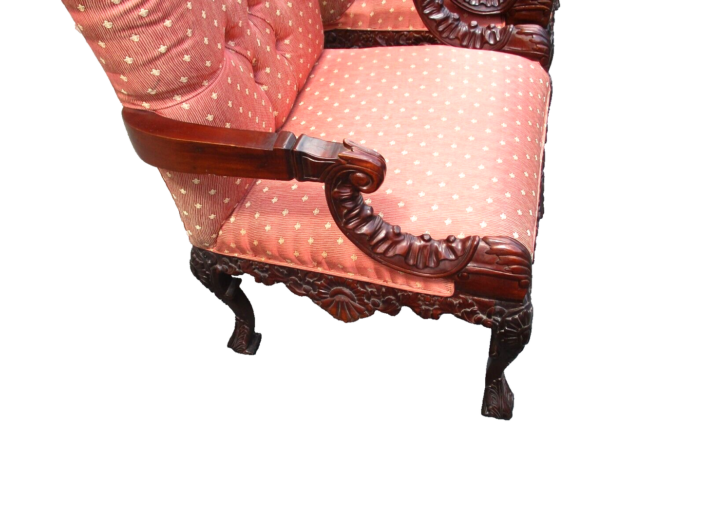 63553 Pair Solid Mahogany Armchair Bergere Chairs