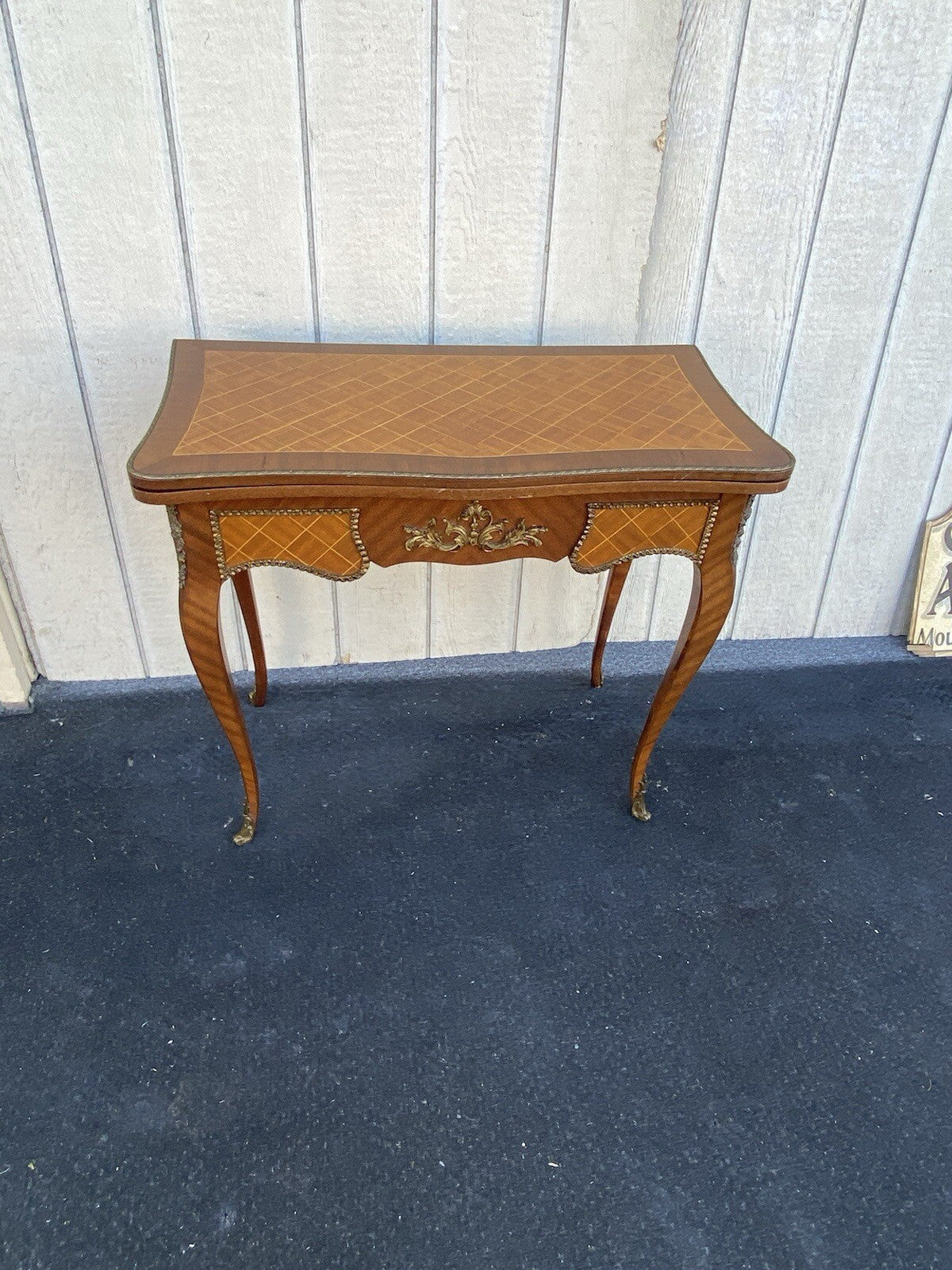 66255 French Country Louis XV Flip Top Game Table Bronze ormalu