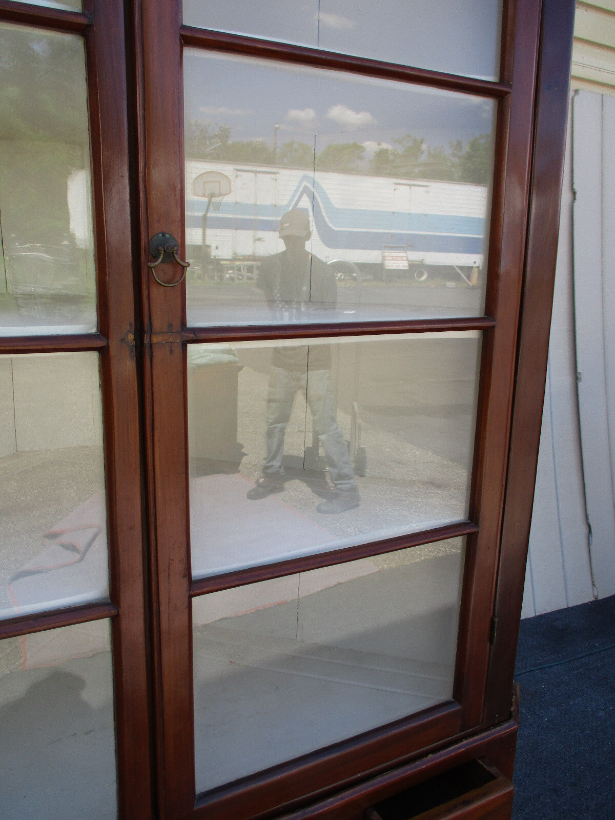 63376  Antique Primitive Pine Country  Corner China Cabinet 2 Piece