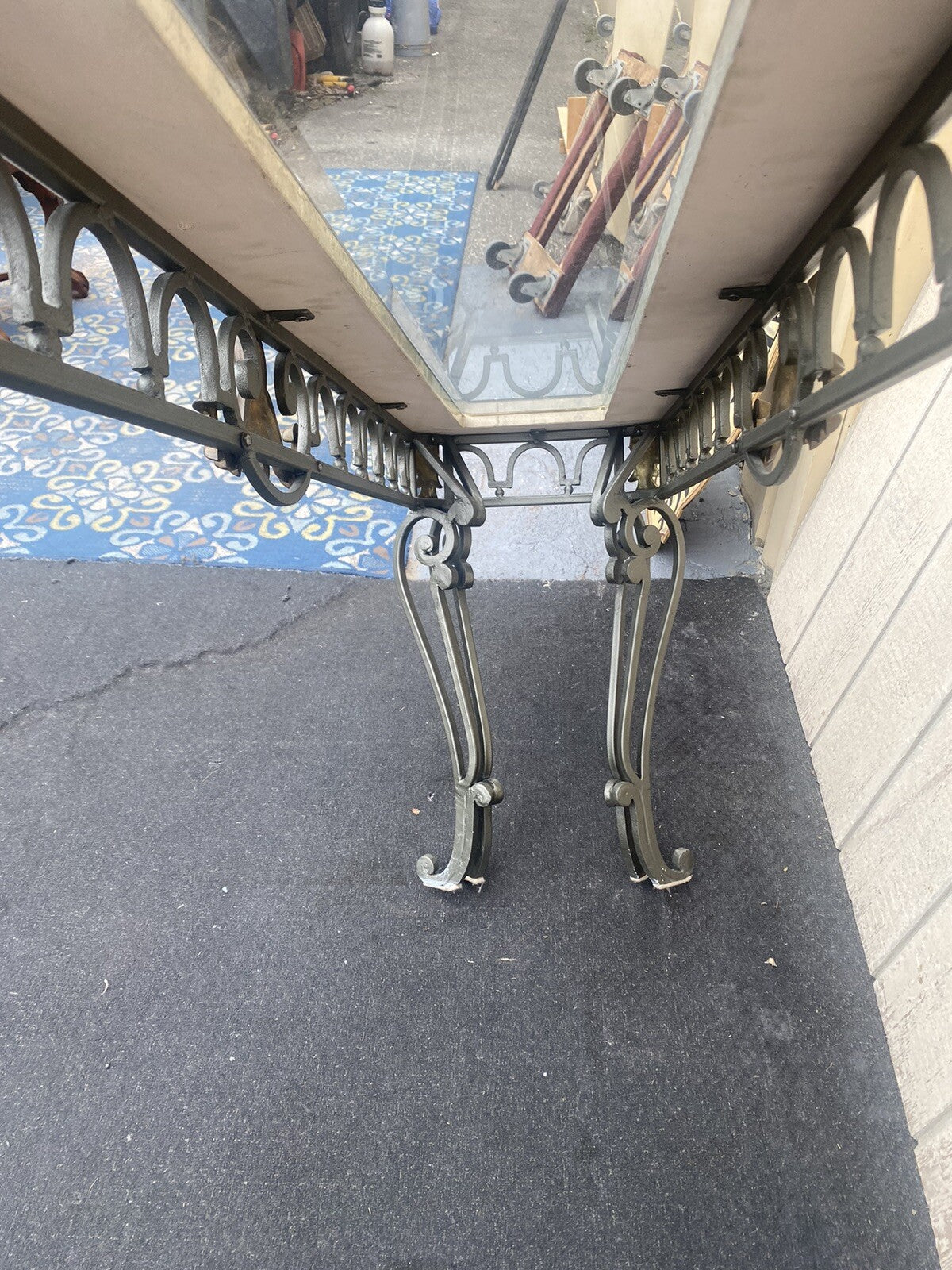 65883 Modern Marble Top Console Table with Glass Insert