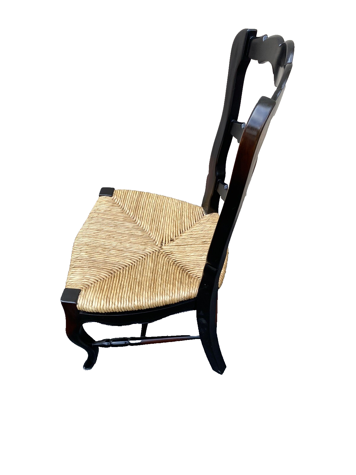 65624 Set of 4 Ebony Rush Seat Dining Chairs Chair s