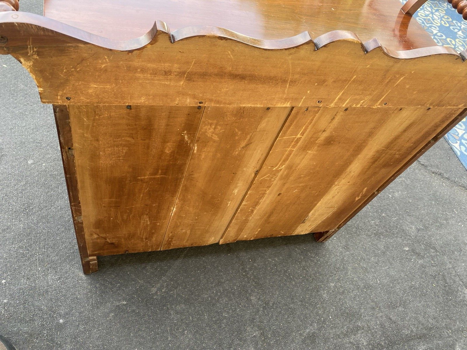 65494 Burled  Mahogany Washstand Dresser Chest With Towel Bars