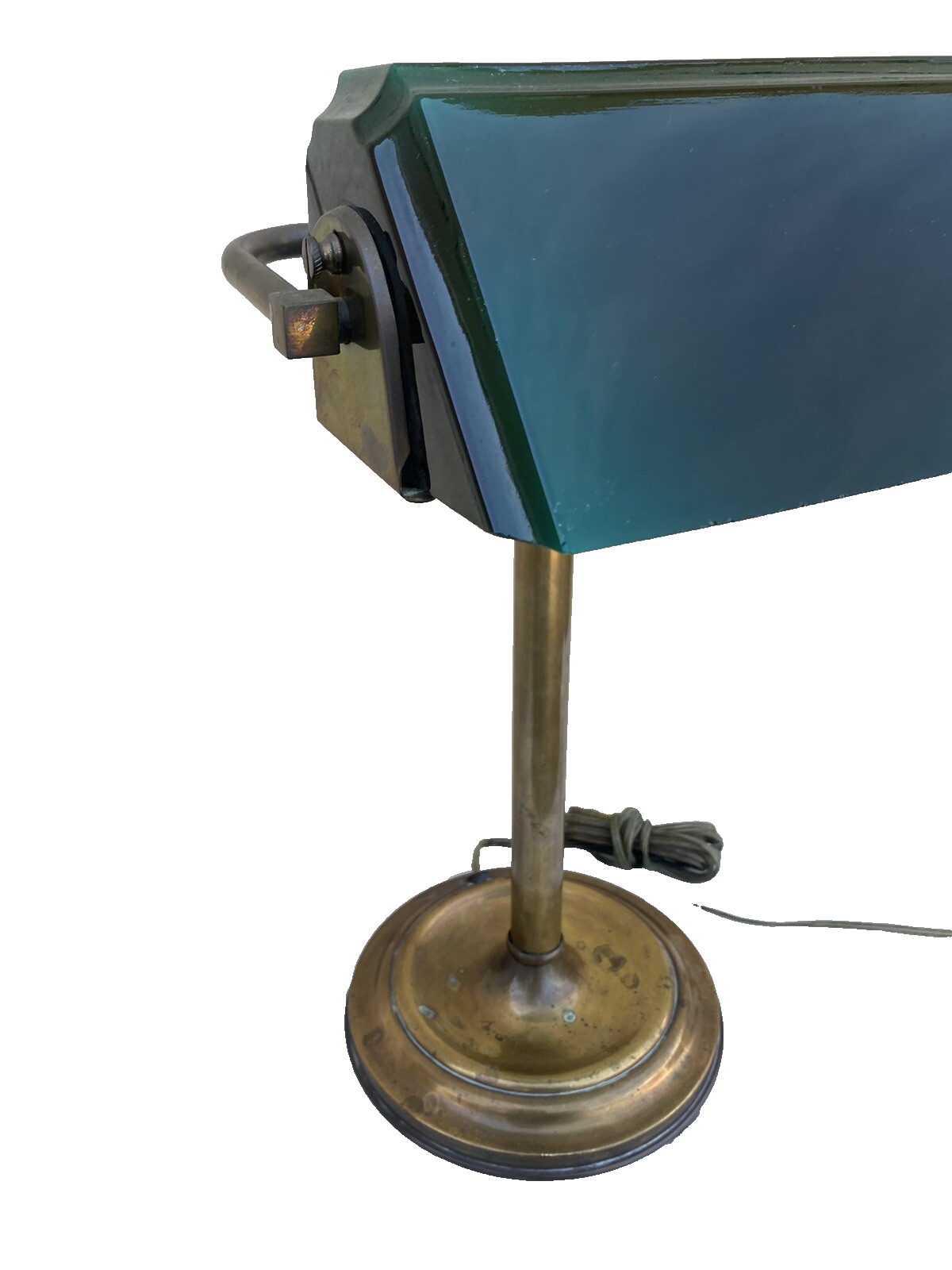 65625 Antique Brass Desk Lamp Light Emerald Shade
