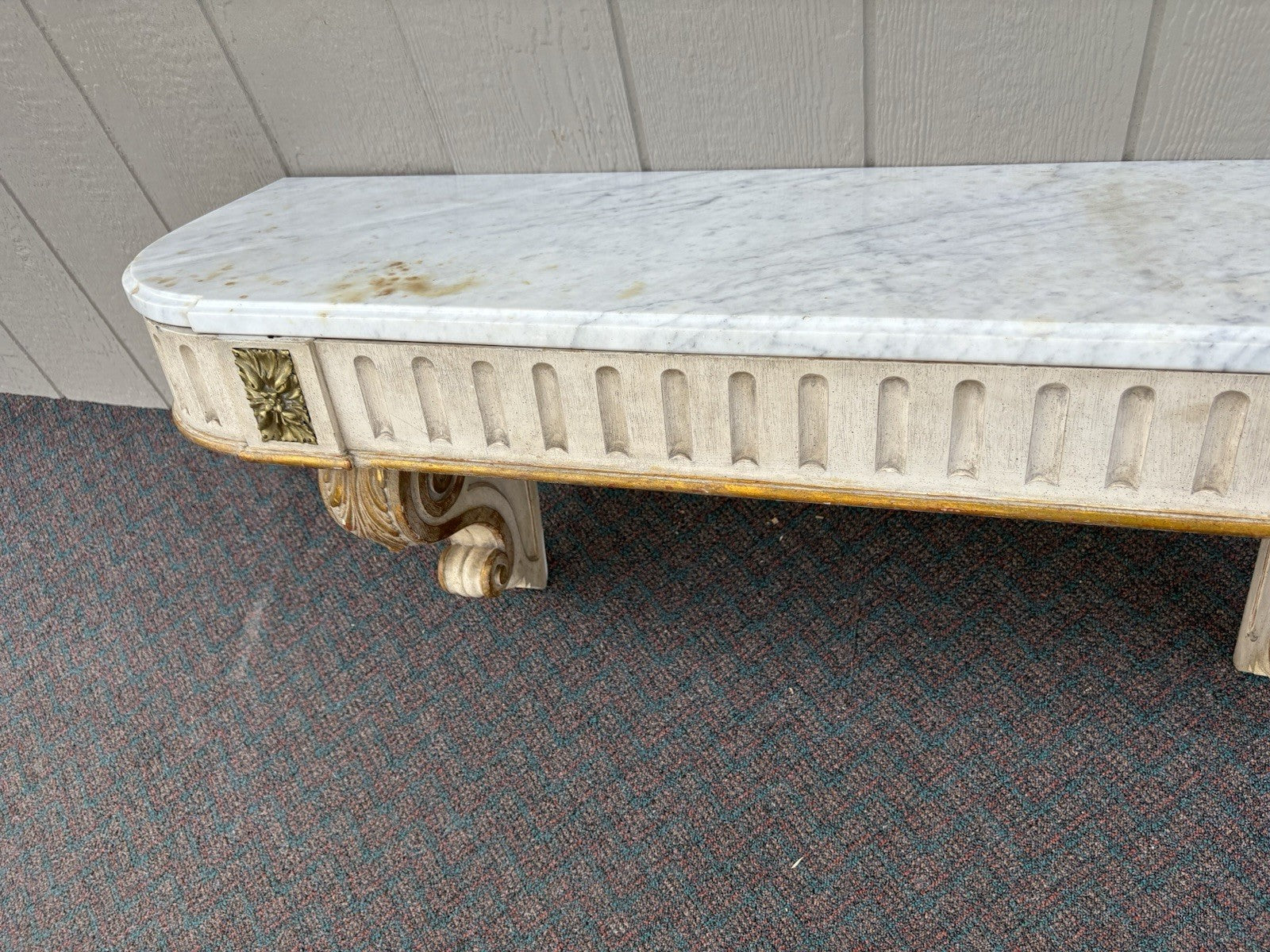 66591   Quality Wood Marble Top Wall Mantle Shelf