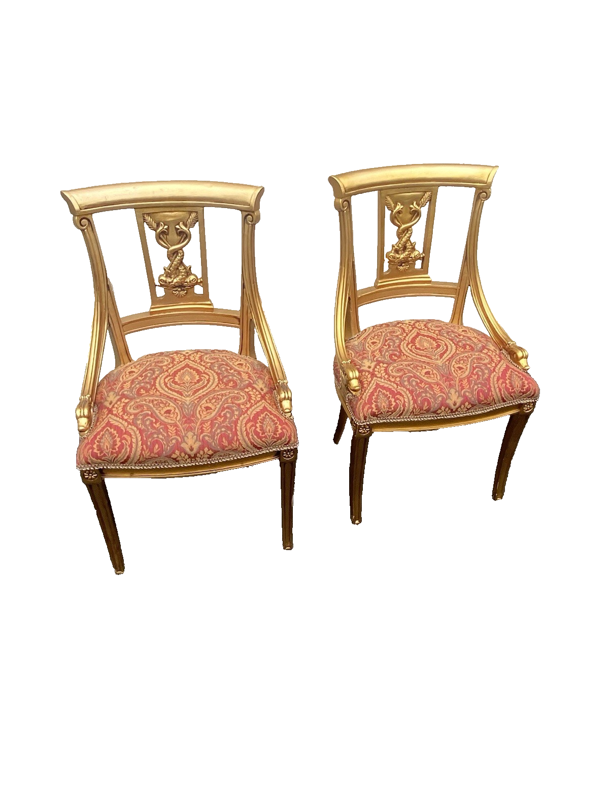 66455  Pair Custom Hand Made Decorator Chair s with Fish Figures.