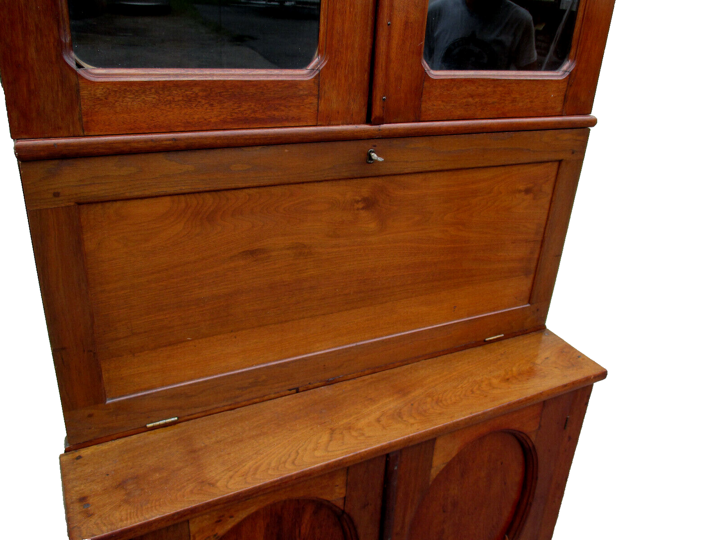 62385   Antique Victorian 2 pc Secretary Desk w/ Bookcase Top
