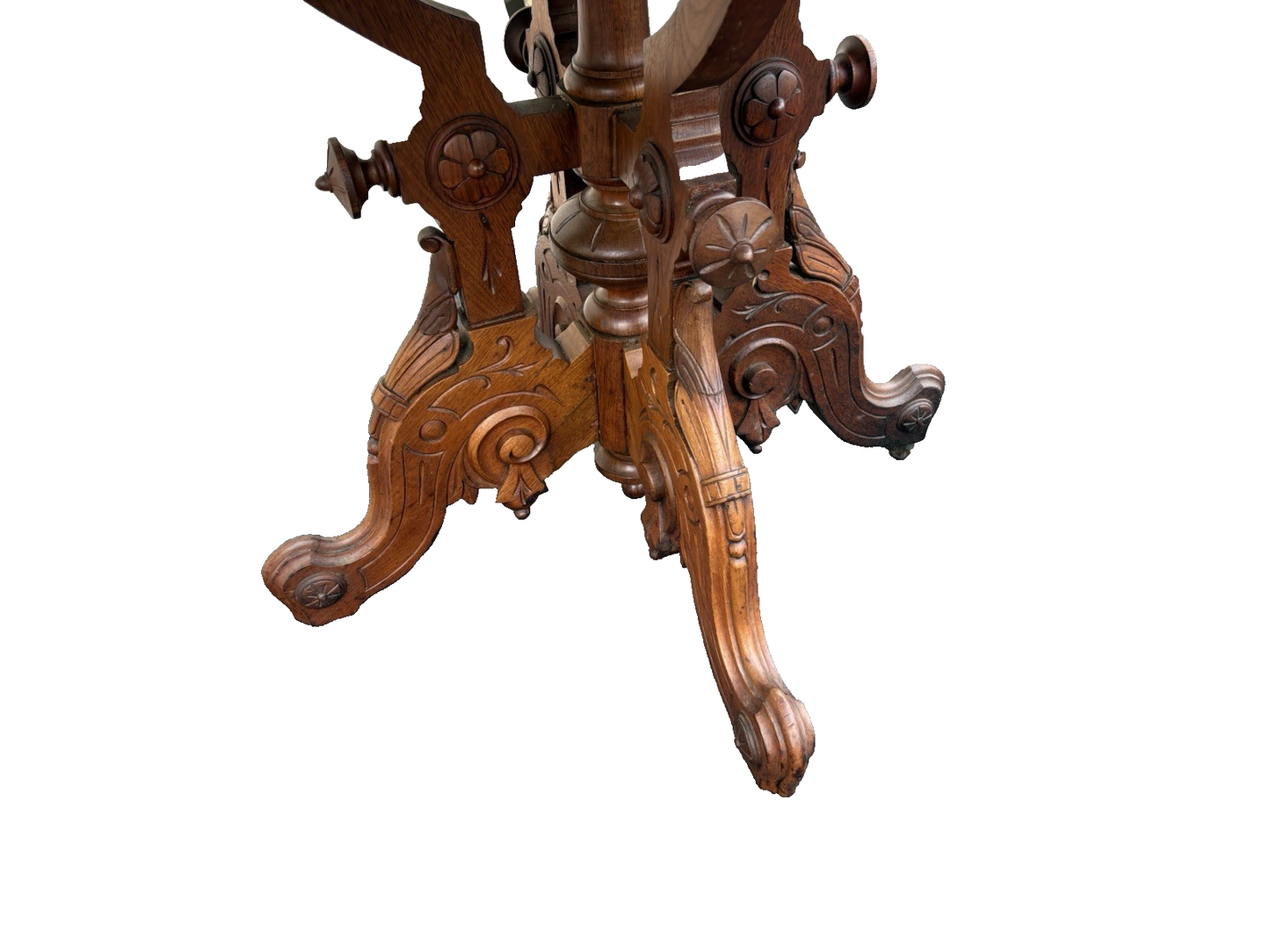 66664   Super Quality Hand Carved Marble Top Walnut Lamp Table Stand