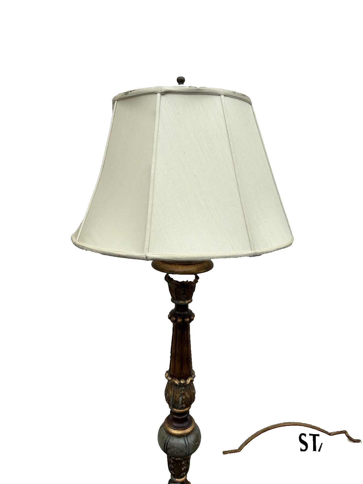 66761    Fancy BRADBURN GALLERY  Decorator Pole Lamp Light with Signed Shade