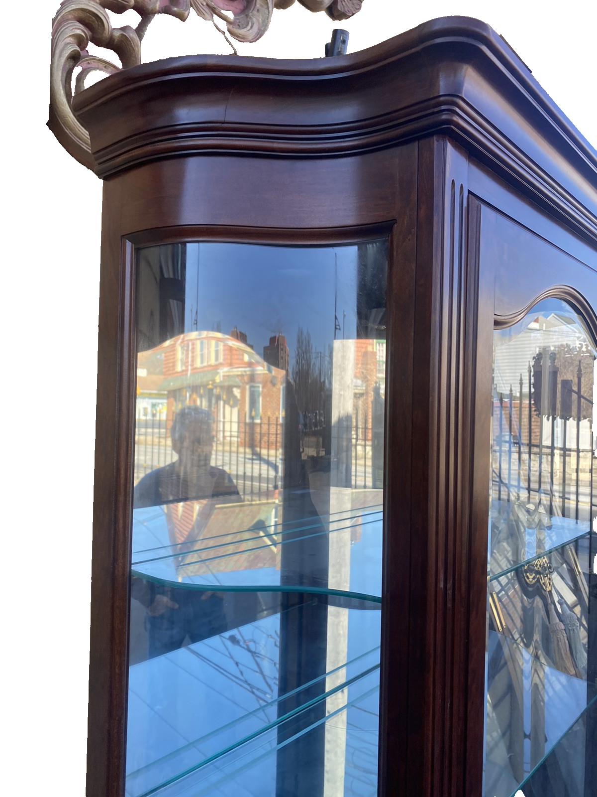 66378 Serpentine Glass Quality Curio China Cabinet