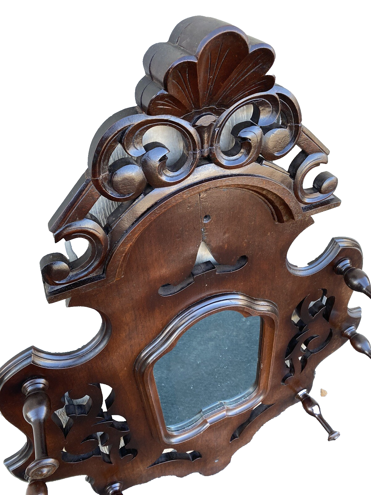 66249 Antique Walnut Victorian Wall Mirror Hat Rack Coattree