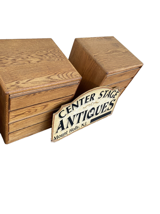 66261   PAIR   Oak 4 Drawer File Cabinets