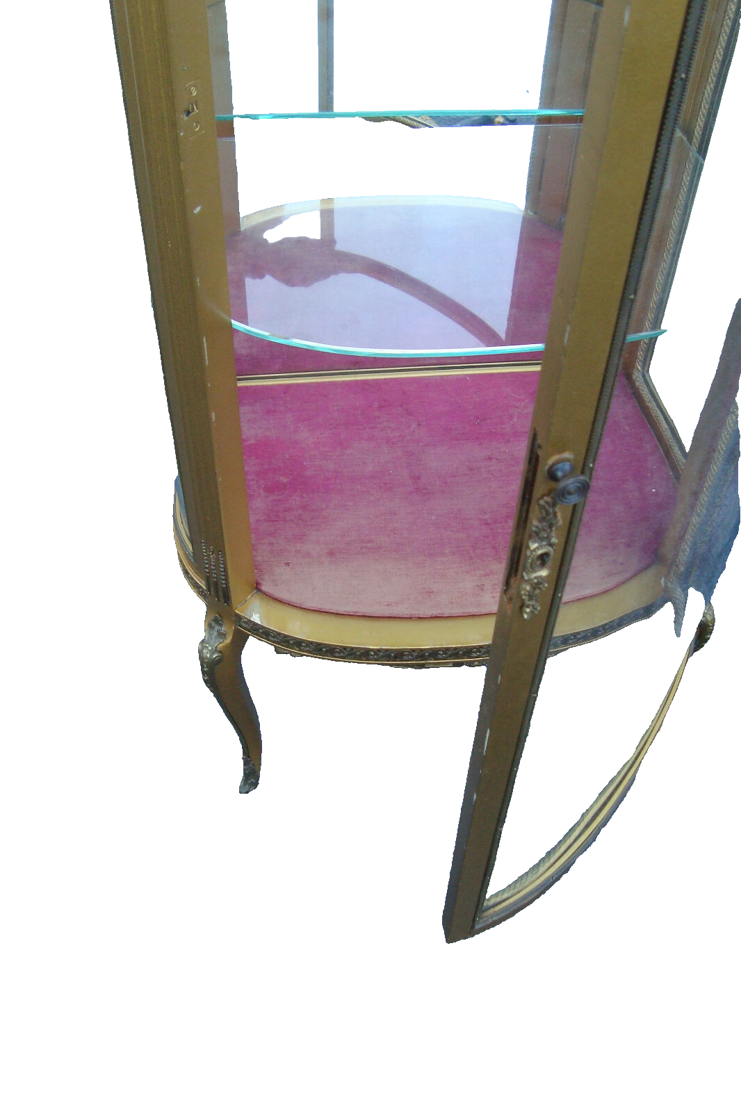 61738 Gold Bow Glass Lighted Curio Cabinet Etergie