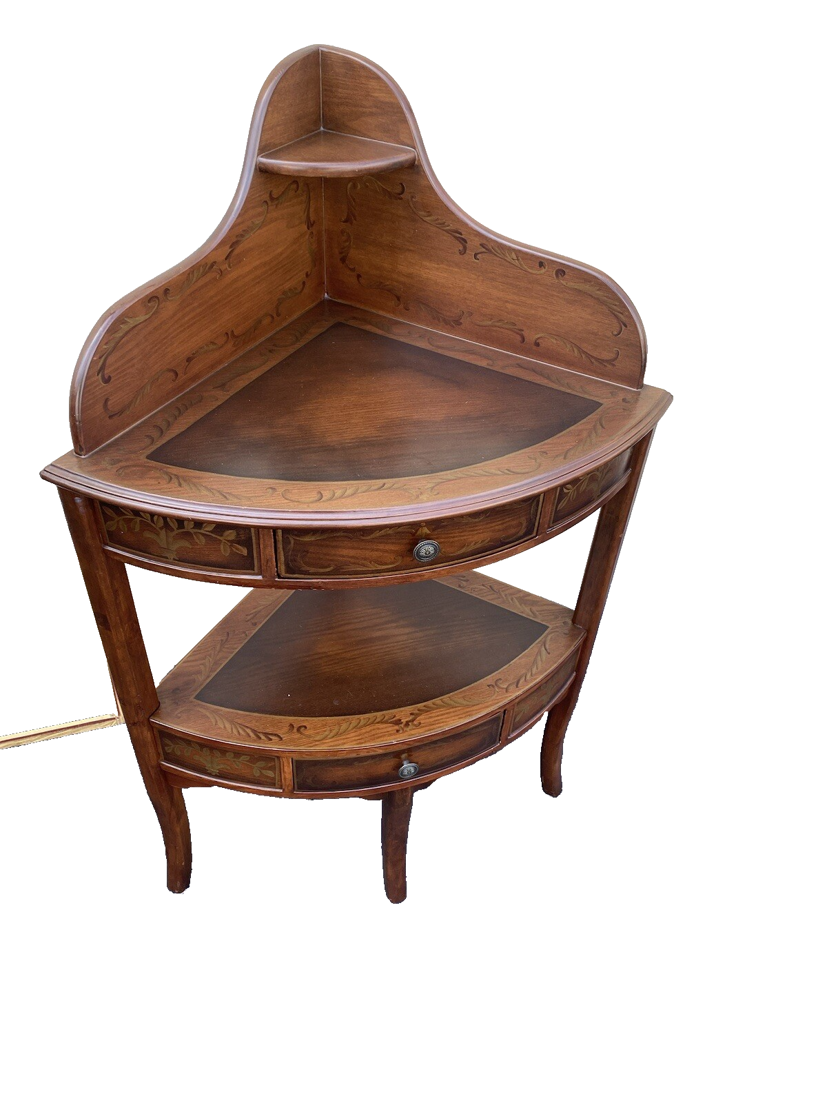 64642 Stenciled Corner Shelf Bookcase Curio Cabinet Etergie