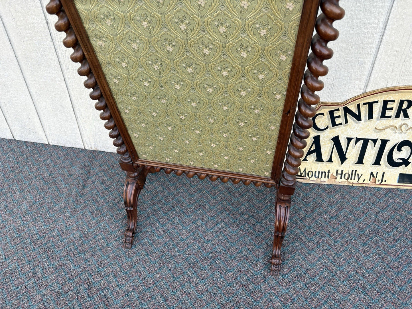 66905   Antique Victorian 2 Sided Walnut Fireplace Mantle Screen