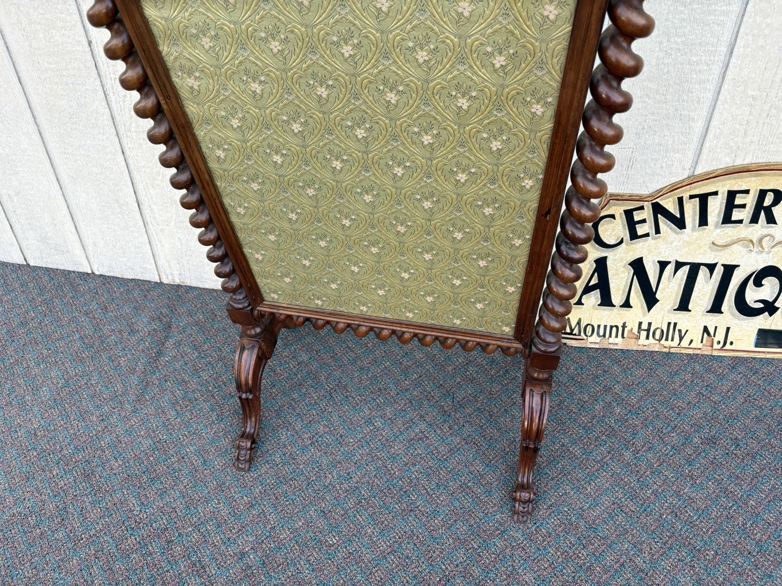 66905   Antique Victorian 2 Sided Walnut Fireplace Mantle Screen