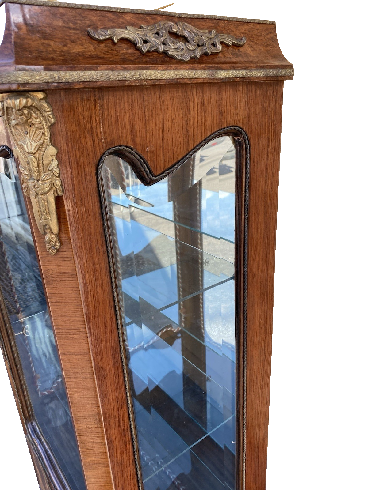 62143 Louis XV Inlaid Curio China Cabinet with Plate glass shelves