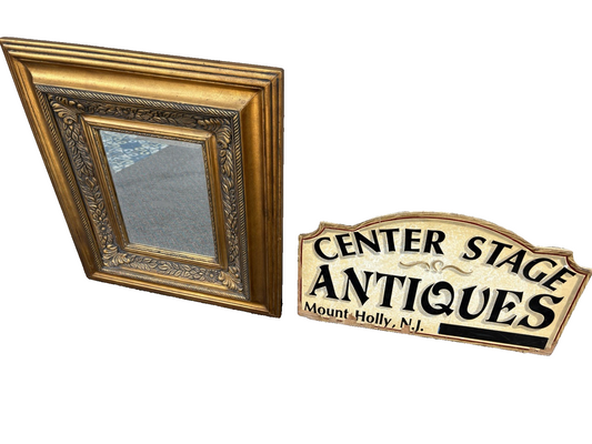 66980 Gold Square Beveled Mirror In Fancy WOOD Picture Frame