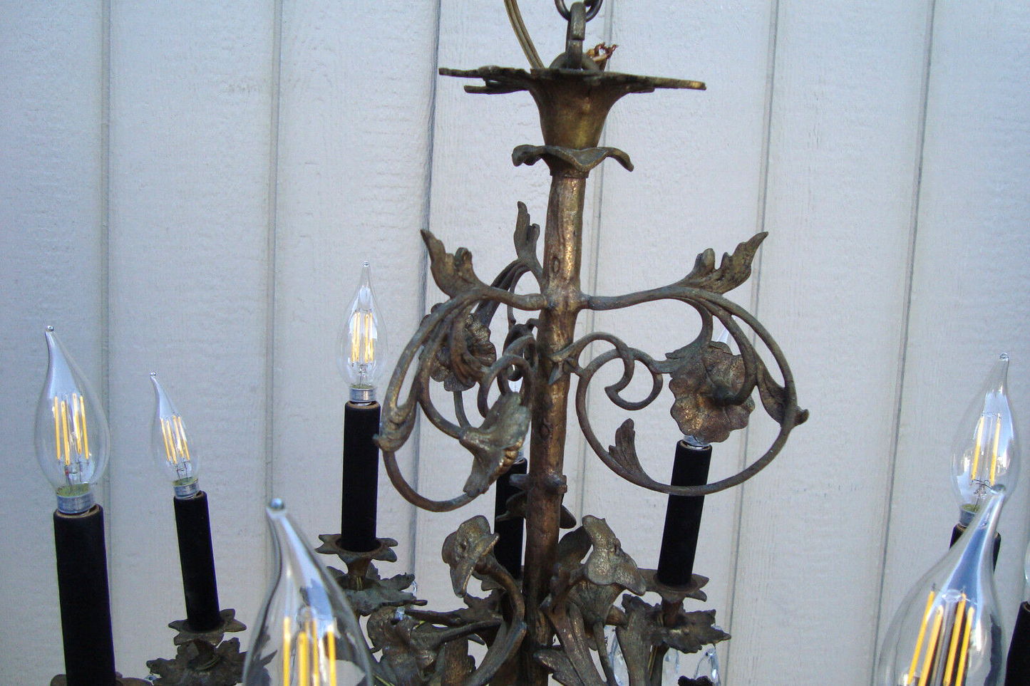 59685  BRONZE and Crystal Hanging Chandelier Light Fixture