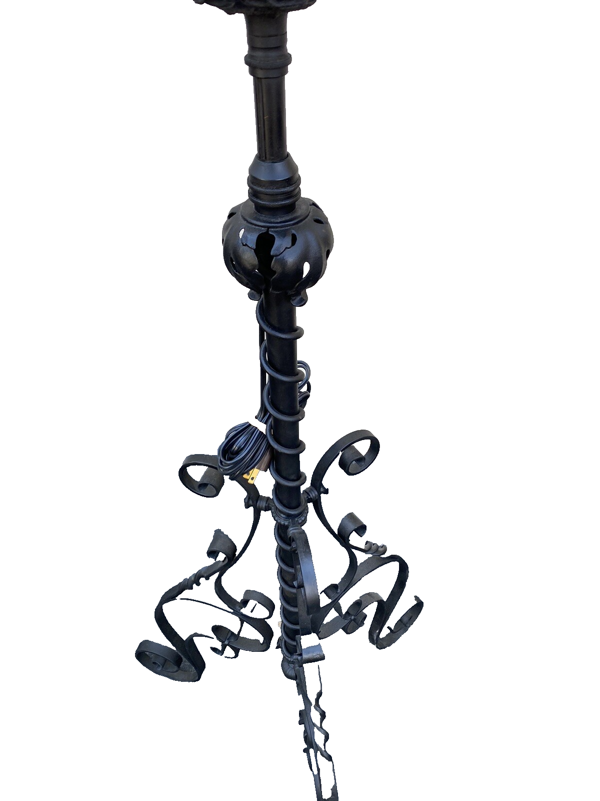 65482  Antique Victorian Piano Lamp Fancy Wrought Iron Base