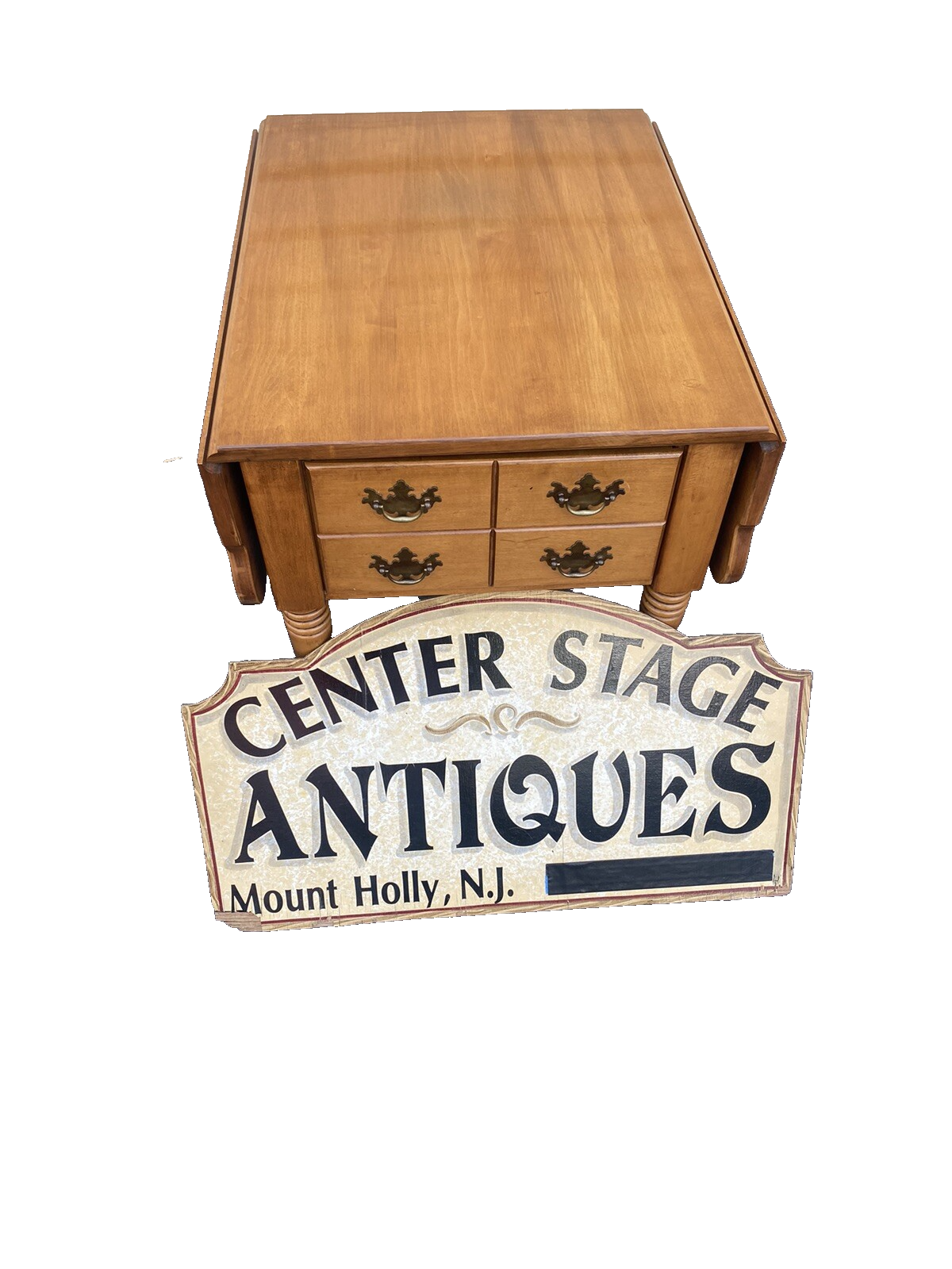 65794 Solid Maple Drop Side Pembrooke  Lamp Table Stand w/ Drawer