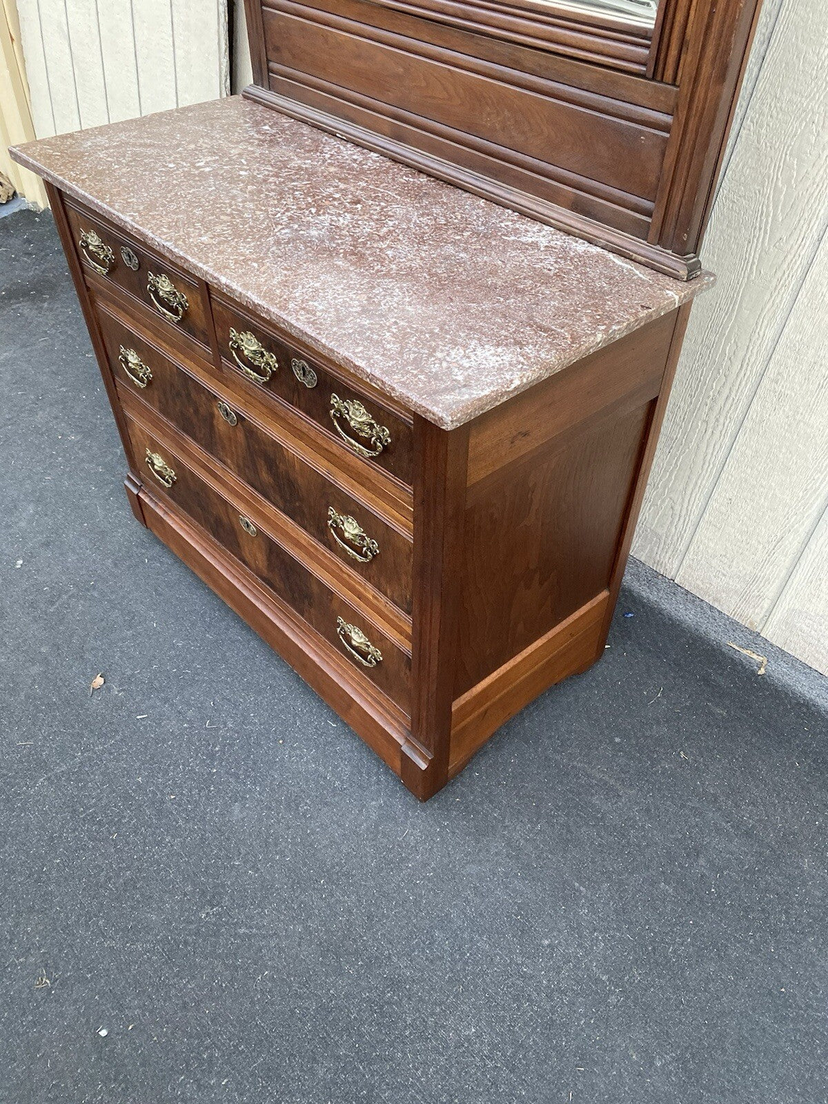 66120   Antique Victorian Marble Top Dresser with Mirror